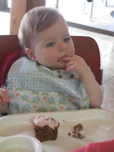 The Birthday Boy enjoying his cupcake